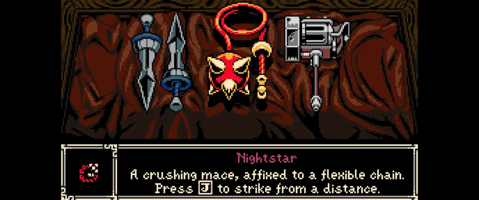 Mina the Hollower weapon selection screen